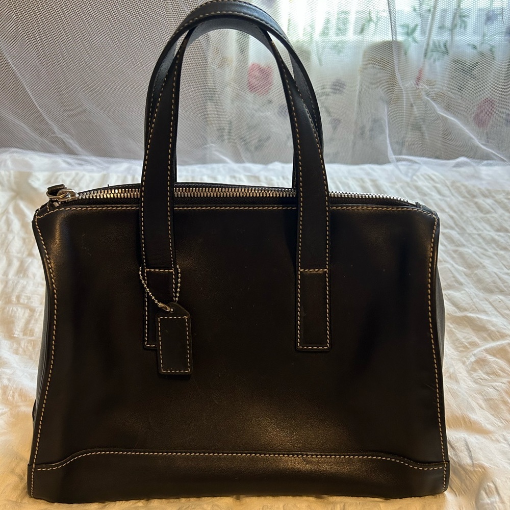 COPY - Coach black leather satchel handbag/purse 7791